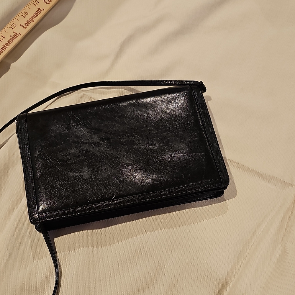 Jay Herbert Black Leather Clutch Crossbody Removable Strap